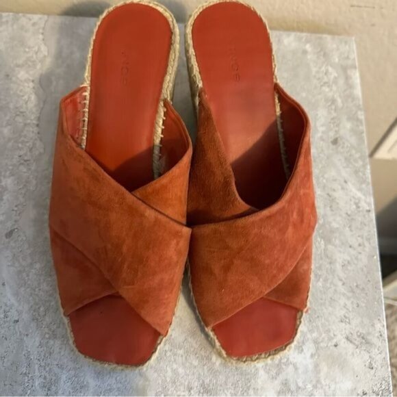 Vince Gaelan Wedge Espadrille Sandal Red Clay Sz 9.5M Retail $350 - Picture 4 of 11